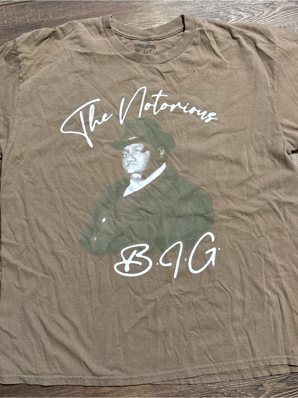 The Notorious B.I.G. Graphic T-Shirt Brown Crew Neck Short Sleeve XL